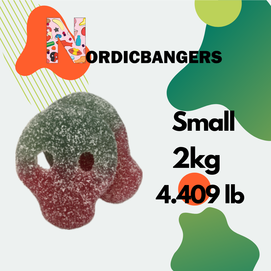 Nordicbangers - Swedish Candy Supply - Wholesale Gummy - Veggie sour melonskull 2kg/4.4 Lbs - Swedish Candy0