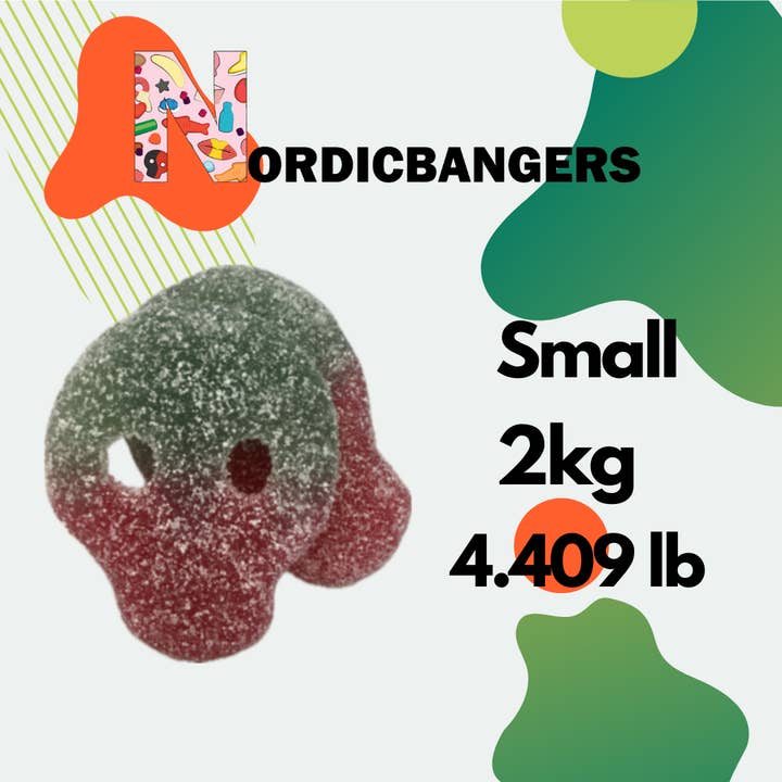 Nordicbangers - Swedish Candy Supply - Wholesale Gummy - Veggie sour melonskull 2kg/4.4 Lbs - Swedish Candy