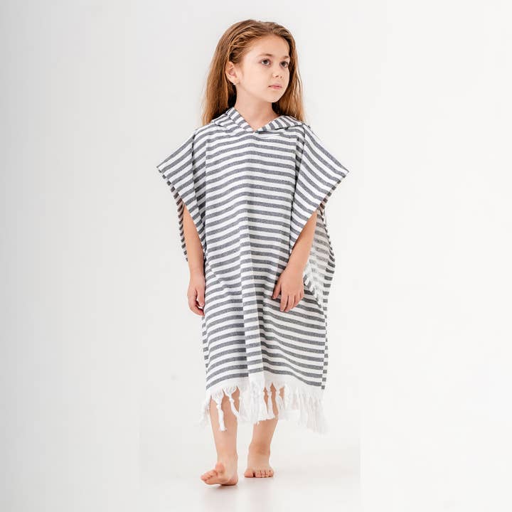 Zwart Capuchonponcho Surf Veranderende Zwemstrandhanddoek Met Badstofvoering voor groothandel op Faire1