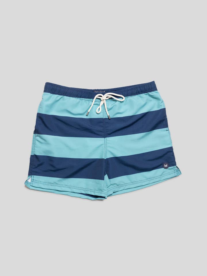 Custi Mikelo - Wholesale Swim Shorts - Men's - Wide Stripe Blue Swimsuit