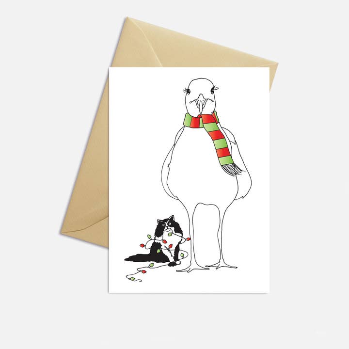 Funny Christmas Card Christmas Cat Greeting Card for wholesale by Here On Lake Huron