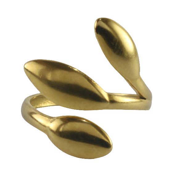Anello con foglie boho – Regolabile, impermeabile statement per la vendita all'ingrosso da parte di Positiva Jewelry