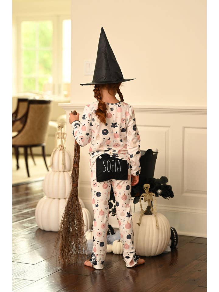 Sugar Bee Clothing - Wholesale Sleepwear Set - Kids - Kids Halloween Pajamas- Ruffle Buttflap - Bougie Halloween