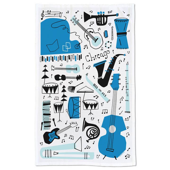 Chicago Blues Dish Towel for wholesale by Transit Tees