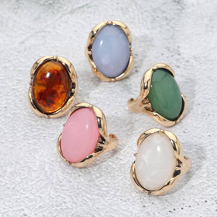 Ovale Steen Accent Verstelbare Statement Ring voor wholesale door Sensibling Corp.