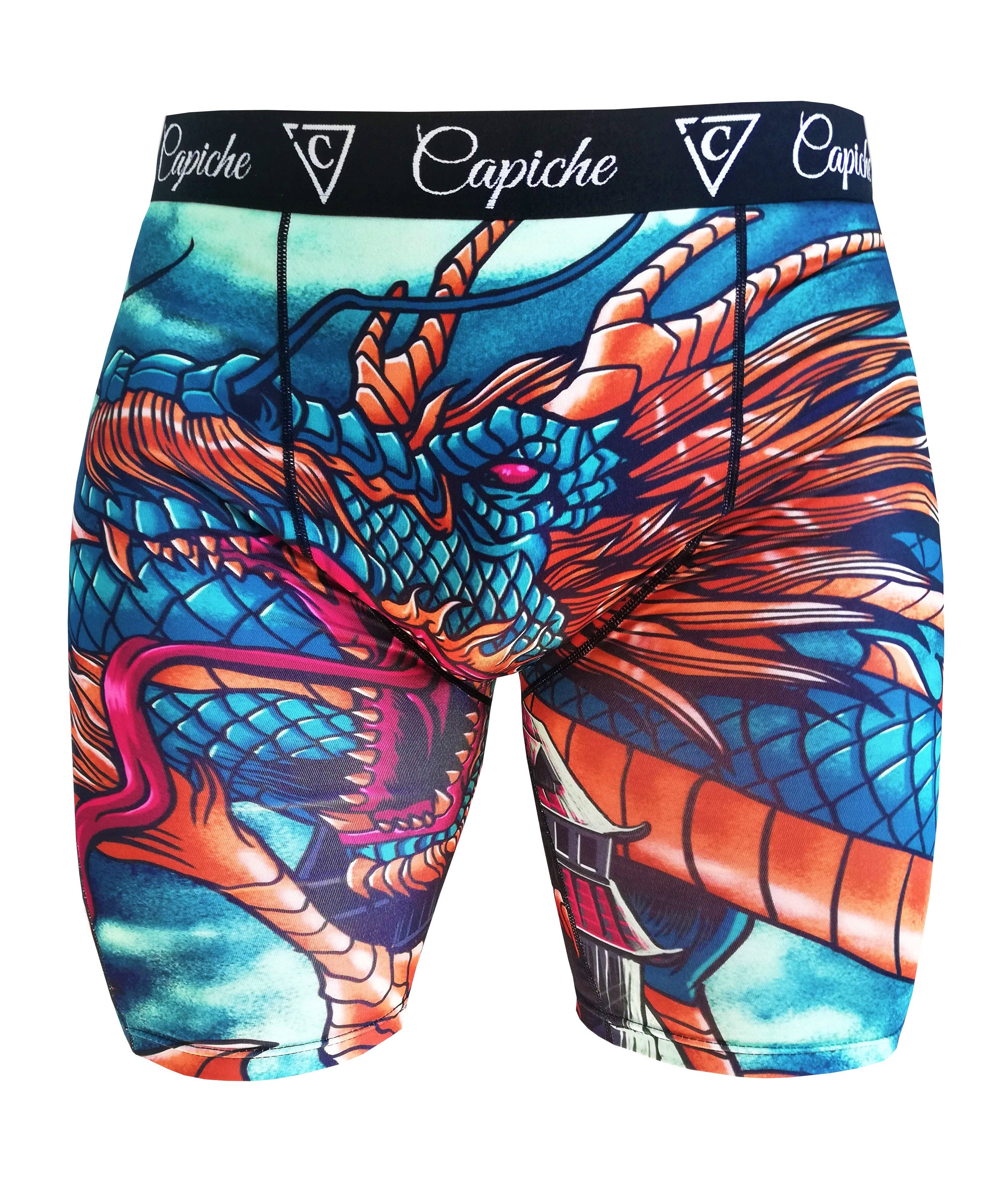 Capiche - Wholesale Underwear - Men's - Chinese Dragon Long Men's Underwear - Green1