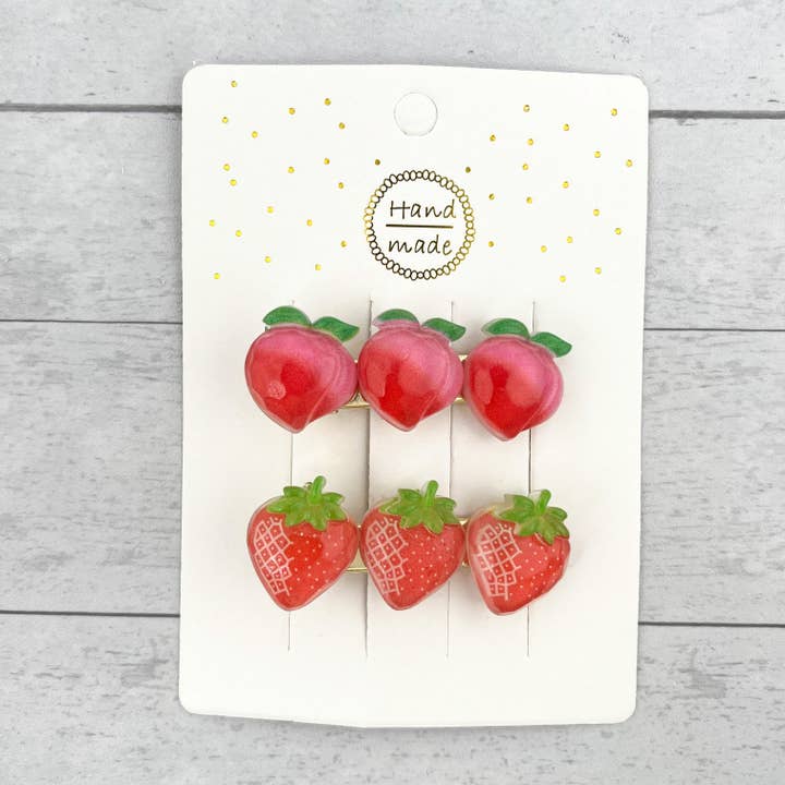 SoapElenGlen - Wholesale Hair Clip - Women's - Fruit Series Hair Clip, Strawberry & Apple Duck Bill Clips