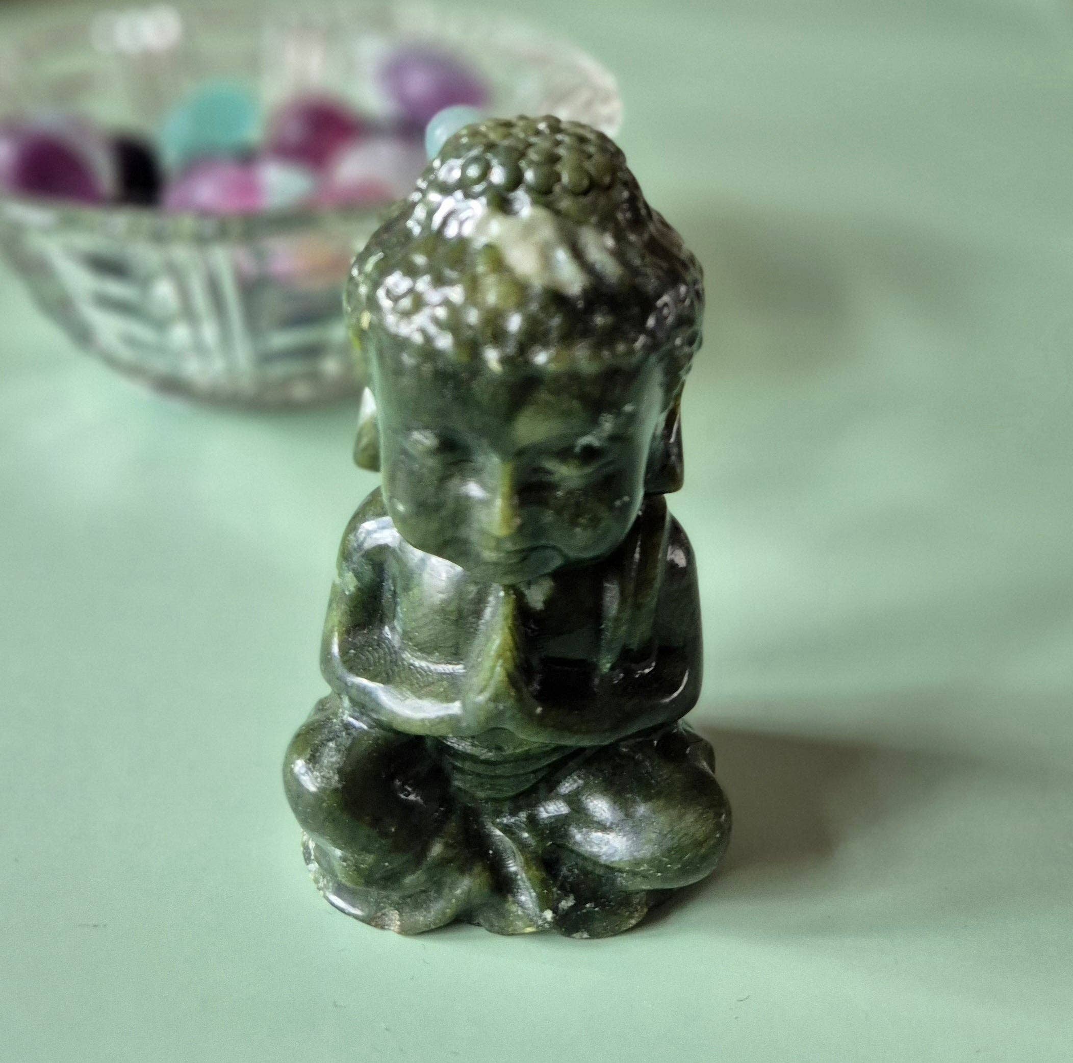 Moonlight Gemstones - Wholesale Spiritual Stone/Crystal - Nephrite Jade Buddha Crystal Carving 10cm1