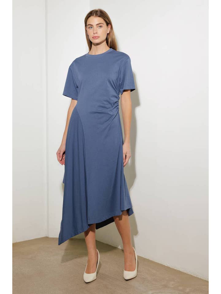 A solid knit midi dress - FD1032 SLATE BLUE for wholesale on Faire2