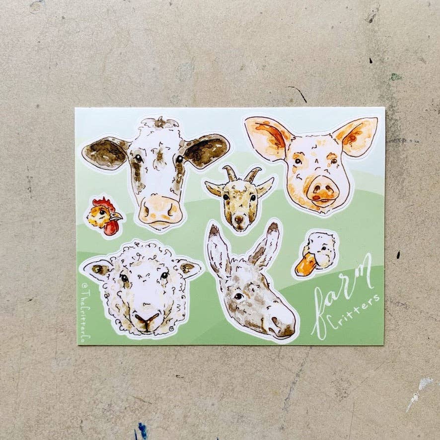 The Critter Co. - Wholesale Sticker - Farm Critter Vinyl Sticker Sheet1
