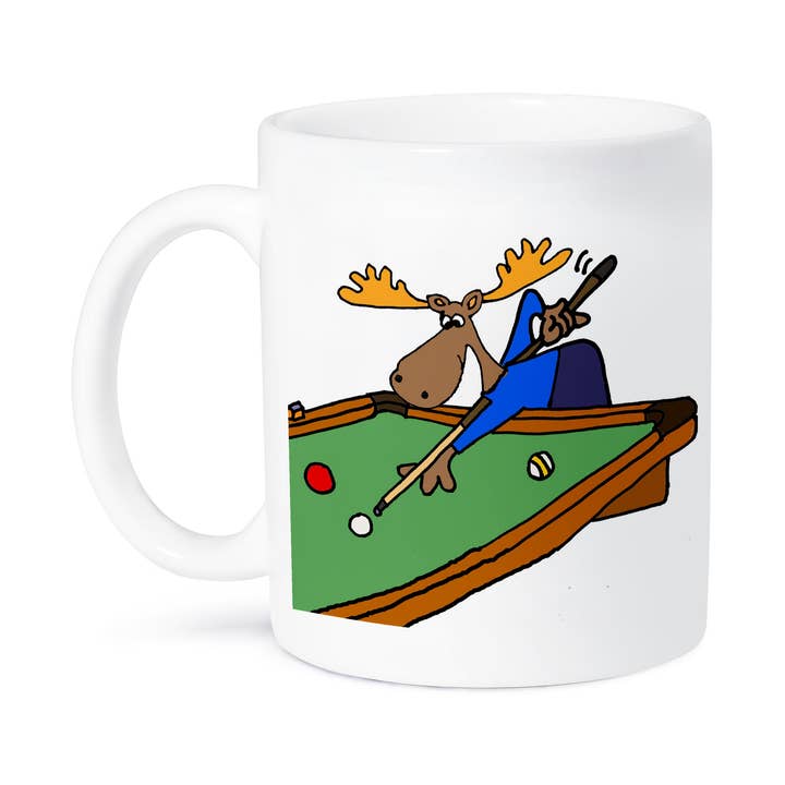 3dRose - Wholesale Coffee Mug - 3dRose, Funny Moose Playing Pool Game cartoon, Mug8