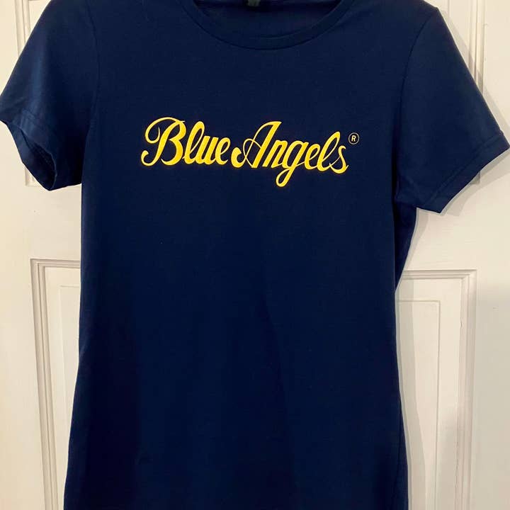 Blue Angels Script Logo T-Shirt - Navy for wholesale by She Said It.