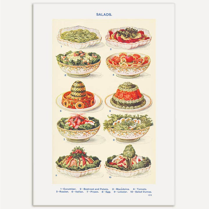 Retro Food Art Print – Salads and other Purchase Wholesale pate mural. Free Returns & Net 60 Terms on Faire trending on Faire.