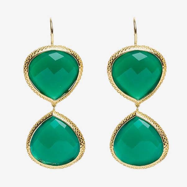 Atelier Coralia Leets fashion Jewelry - Vendita all'ingrosso Orecchini pendenti - Orecchini Doppio Pietra - Verde Smeraldo0