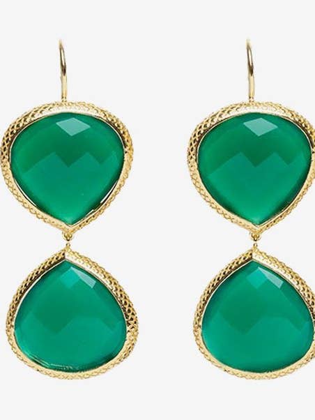 Doppelstein-Ohrring - Smaragdgrün für den Großhandel von Atelier Coralia Leets fashion Jewelry