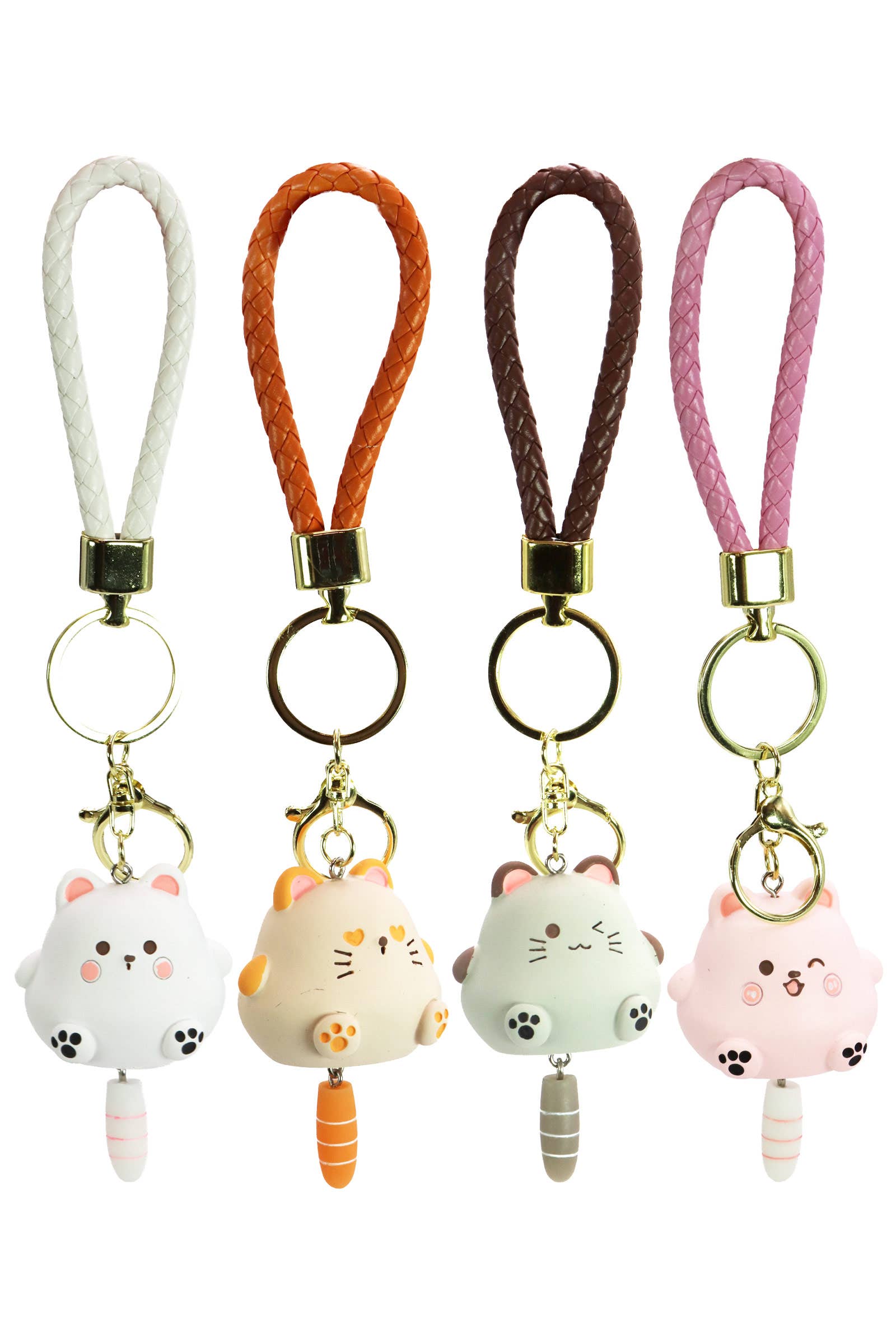 Assorted Chubby Kitty Cat Matte 3d Resin Key Ring for wholesale on Faire1