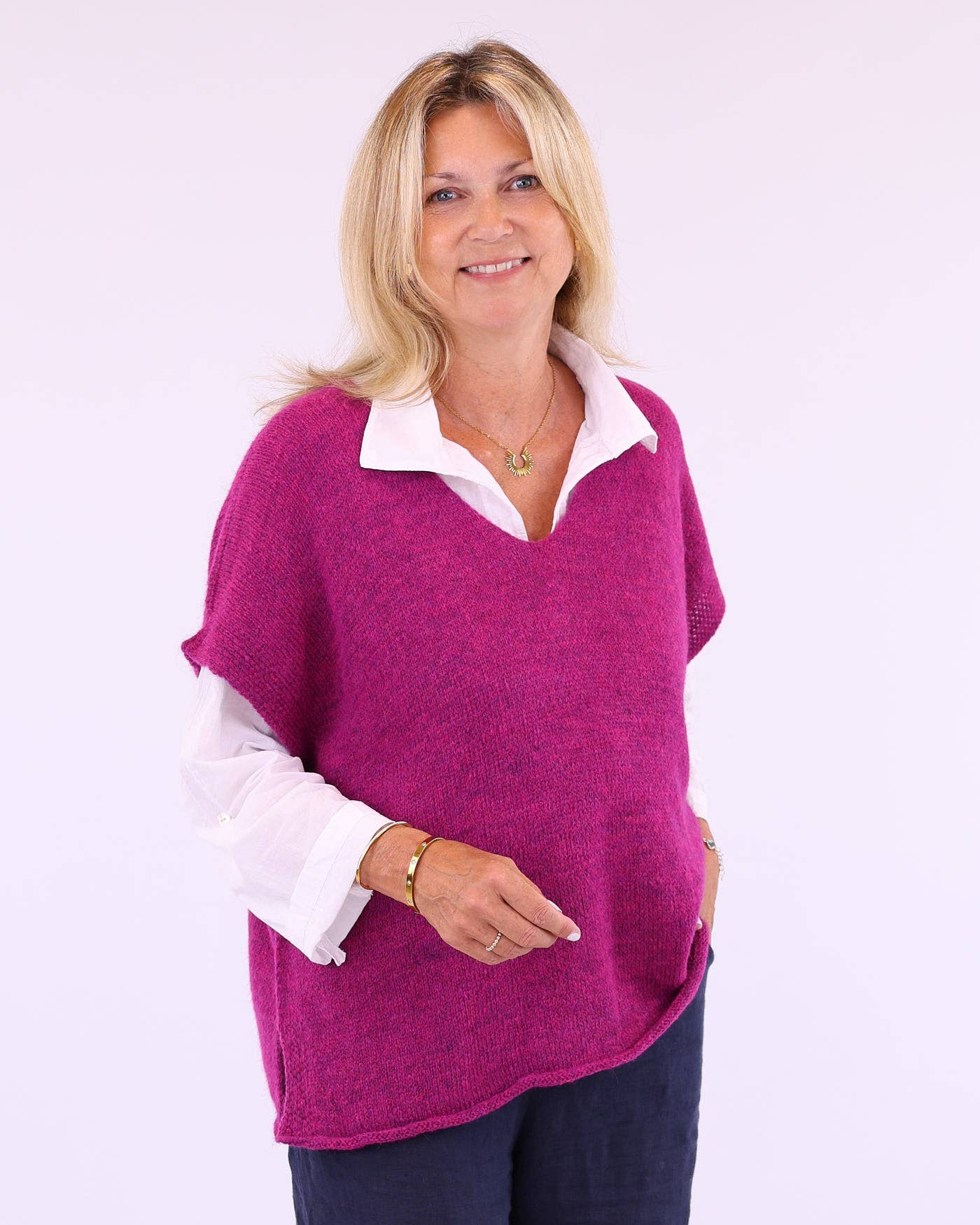 Cadenza Italy Ltd – Großhandel Strickpullover – Damen – Alpaka-Mischung V-Ausschnitt Tunika7