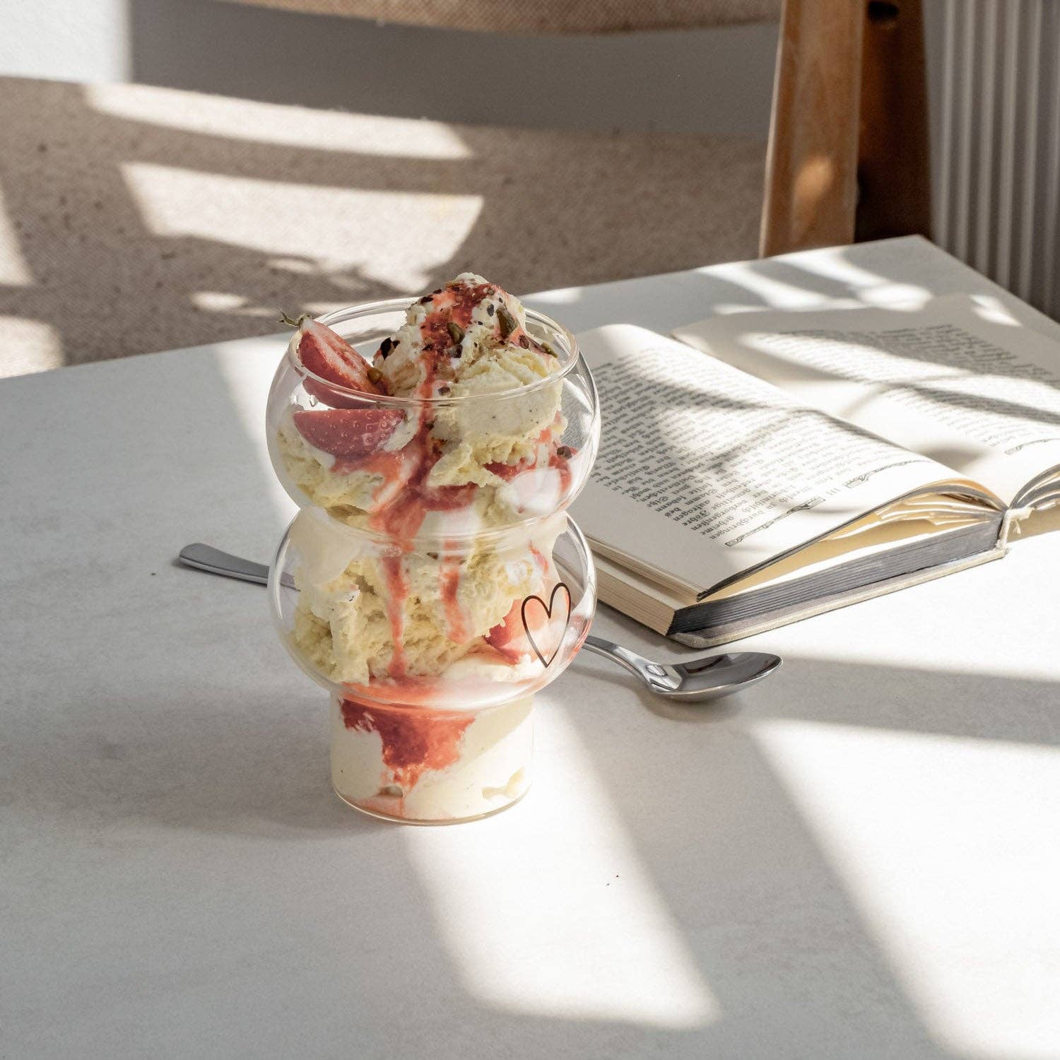 Eulenschnitt - Wholesale Drinking Glass/Cup - Double bubble glass heart (VE = 6 pcs)14