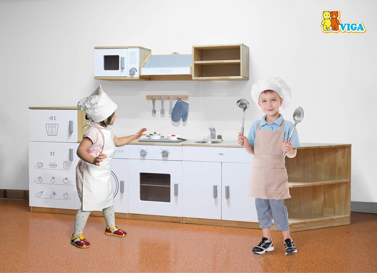 Trade Toys Limited - Wholesale Houten speelgoed - Kinderen - Viga White Kitchen - Koelkast1