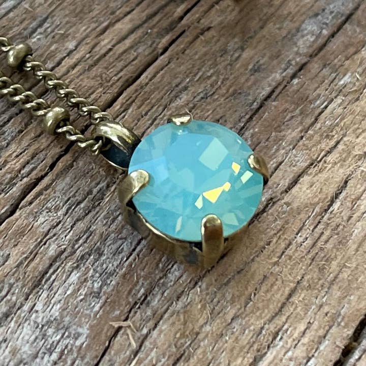 Christine Stoll | Altered Relics - Wholesale Pendant/Charm Necklace - Pacific Opal Aqua Vintage Rhinestone Necklace