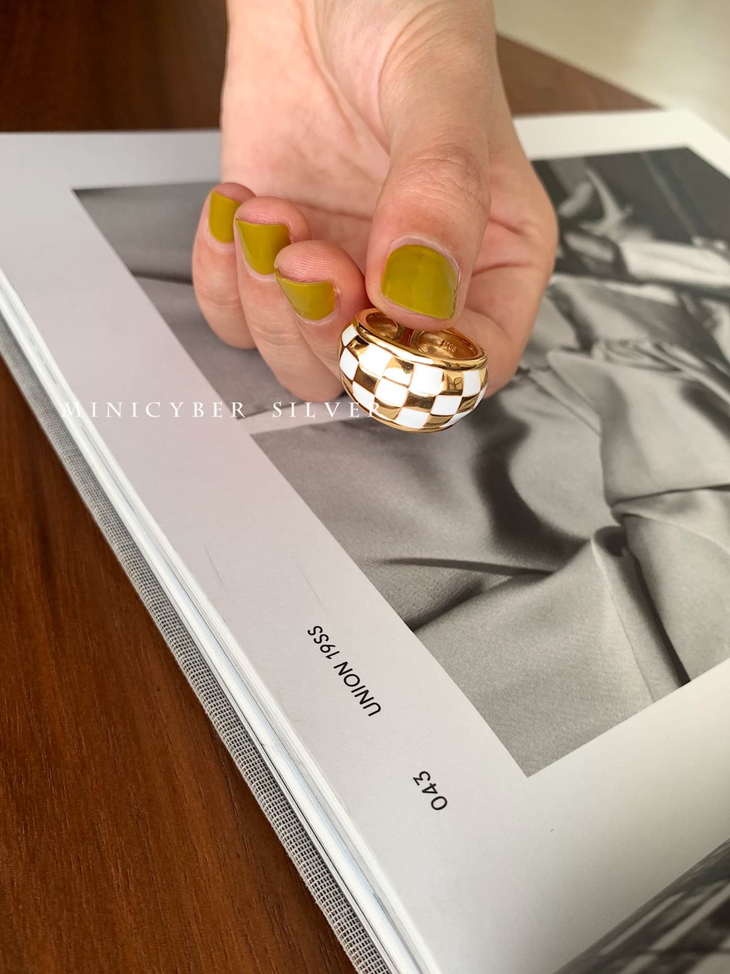 MINICYBER STUDIO - Wholesale Band/Stacked Ring - Simply Checkered Ring6