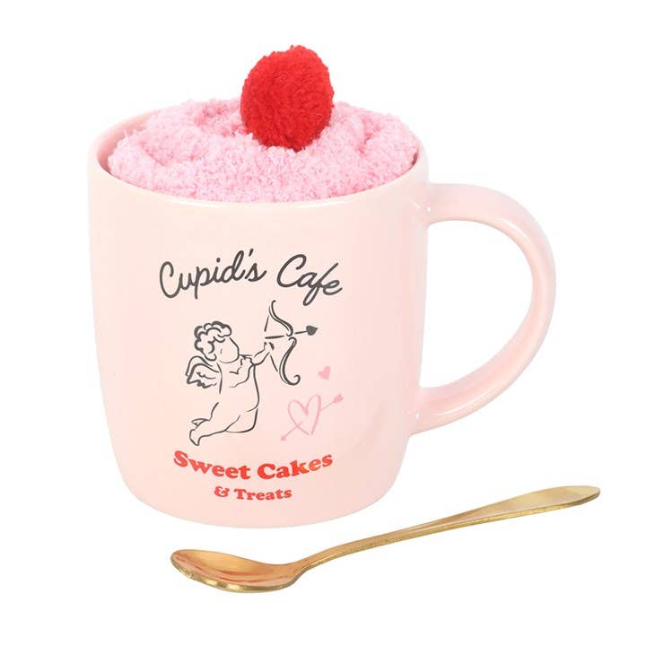 Something Different Wholesale - Vente Tasse à café - Ensemble Tasse, Cuillère et Chaussettes Cupid's Café2
