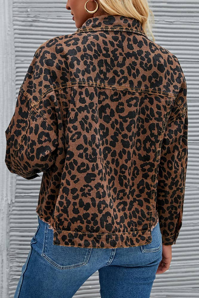 Leopard Short Denim Jacket QXX035 for wholesale on Faire3