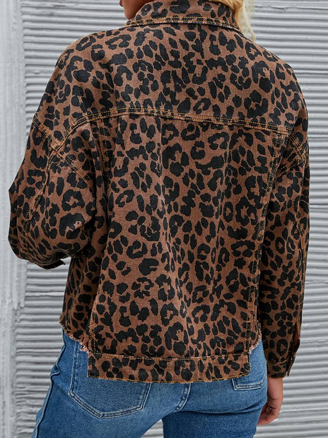 Leopard Short Denim Jacket QXX035 for wholesale on Faire3