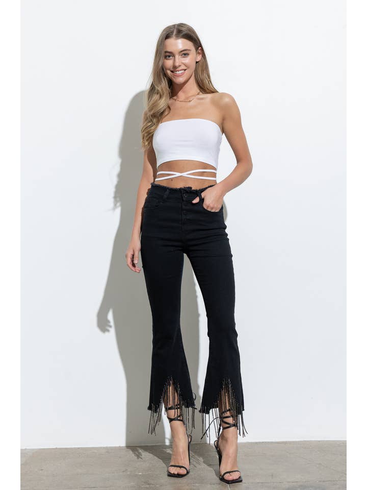 Blue B - Wholesale Jeans - Women's - 1365P - RHINESTONE FRINGE DENIM PANTS5