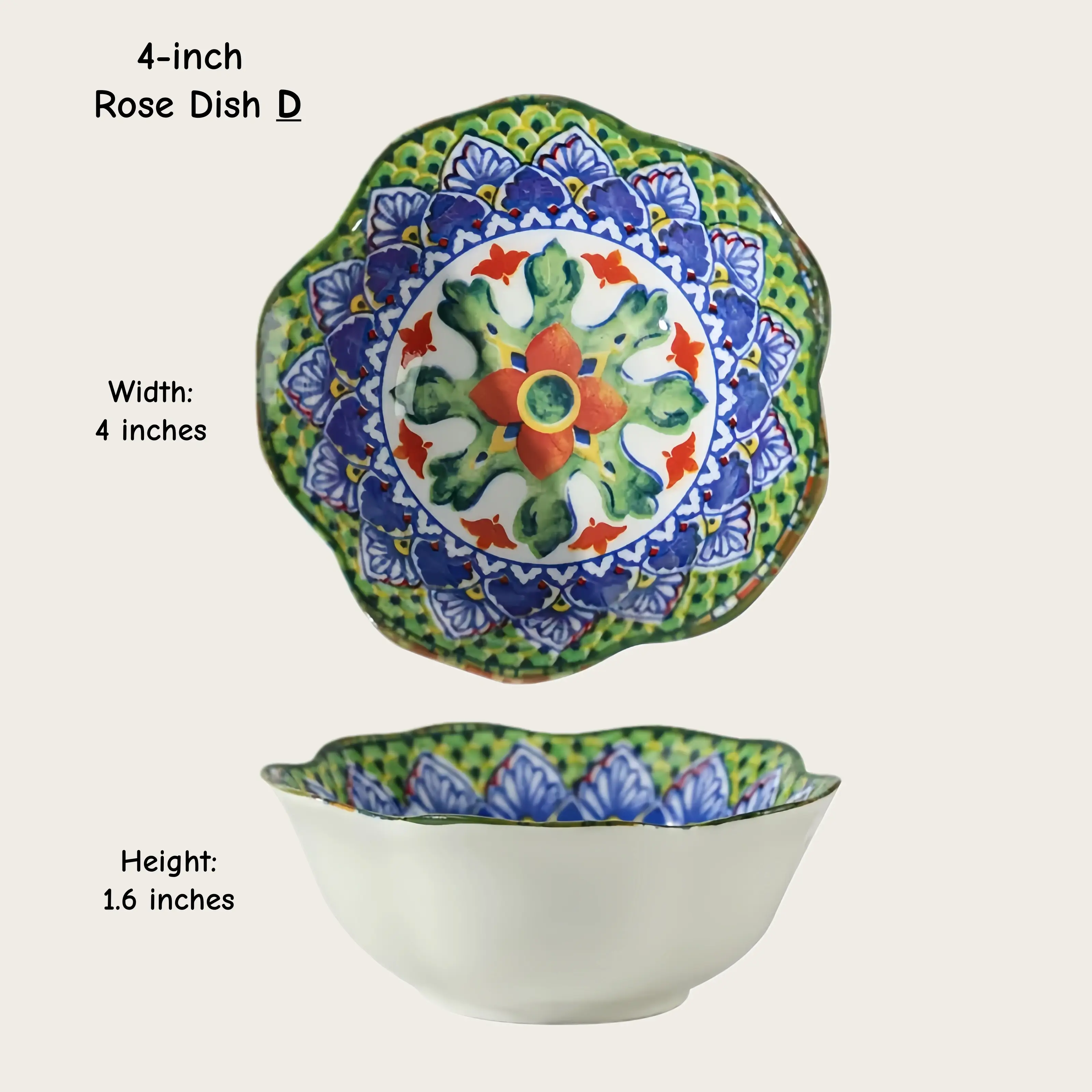 Otterware - Vente Bols à condiments/sauces - Bols en céramique hexagonaux et roses marocains (10 cm)3