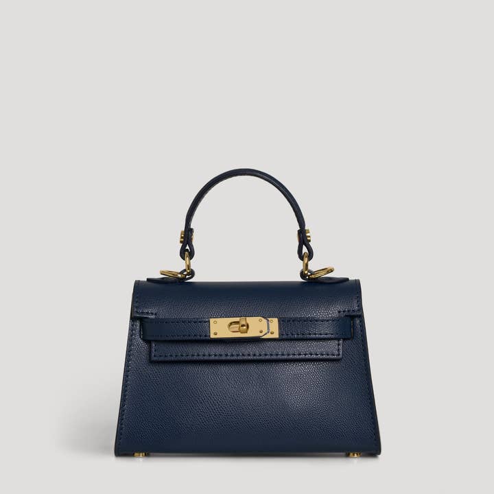Voemièn - Wholesale Top Handle Bag - Women's - Victoria Bag in Navy Blue Epson Leather0
