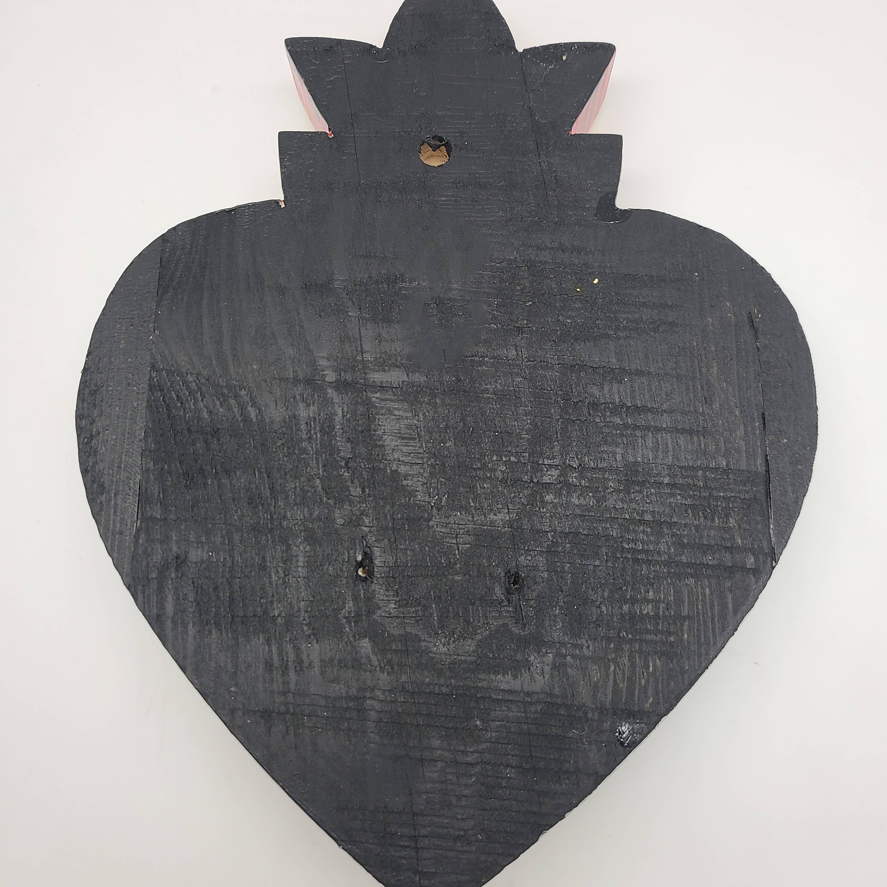 Contreras Designs - Wholesale Sculpture - MXTC-H3GD- Hand Painted Wood Heart with Milagros2