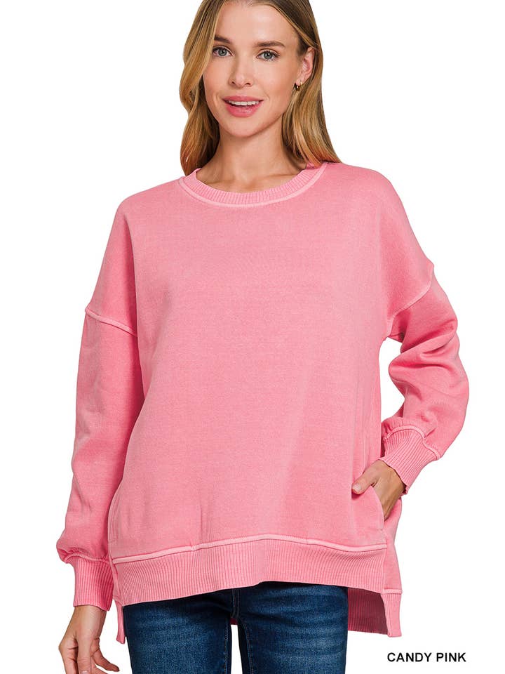 42POPS – wholesale Sweatshirt – Women's – .Fleece Hi-Low Hem Pullover w/ pockets3