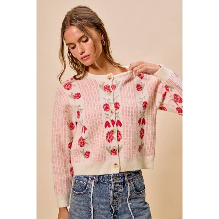 Blomstret cardigan med knapper i coquette-stil for engroshandel hos IVE