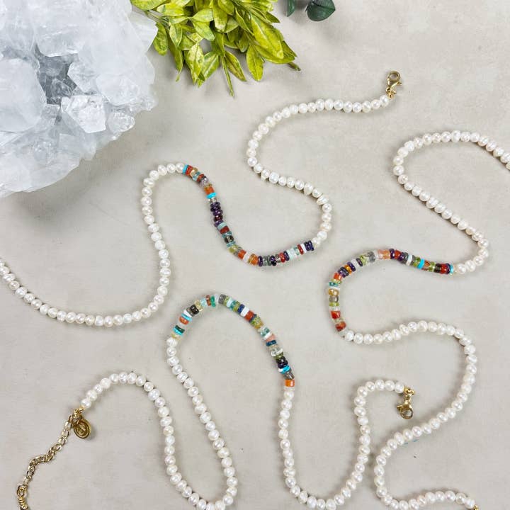 Ewelina Pas Jewelry - Wholesale Beaded/Pearl Necklace - Perla// Pearl Multi Gemstone Beaded Necklace4