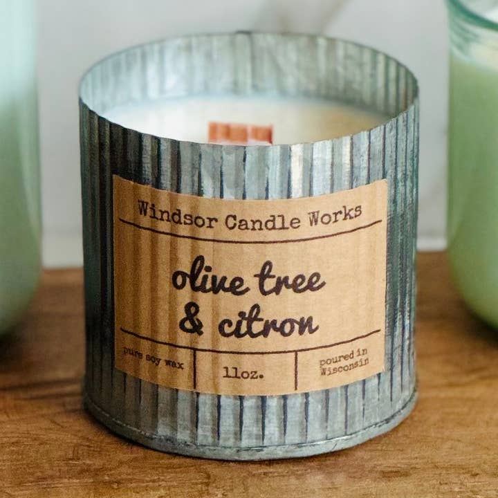 Olive Tree & Citron - Pure Soy Wax Wood Wick Jar Candles NEW for wholesale by Windsor Candle Works