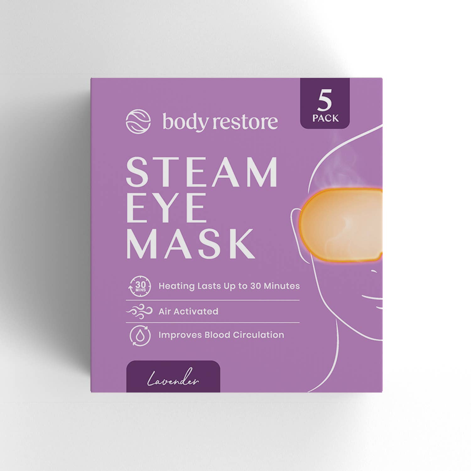 Best Beauty Group - Wholesale Sleep/Eye Mask - BODY RESTORE Steam Eye Mask Spa Relax Five Packs or Single15
