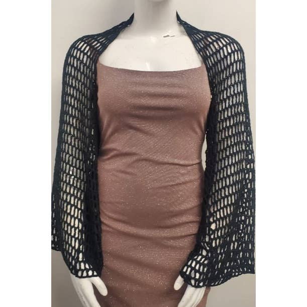 Curve Market - Vente Cardigan – femme - BOLÉRO COURT EN RÉSILLE À MANCHES LONGUES ET DEVANT OUVERT DE TAILLE NORMALE C