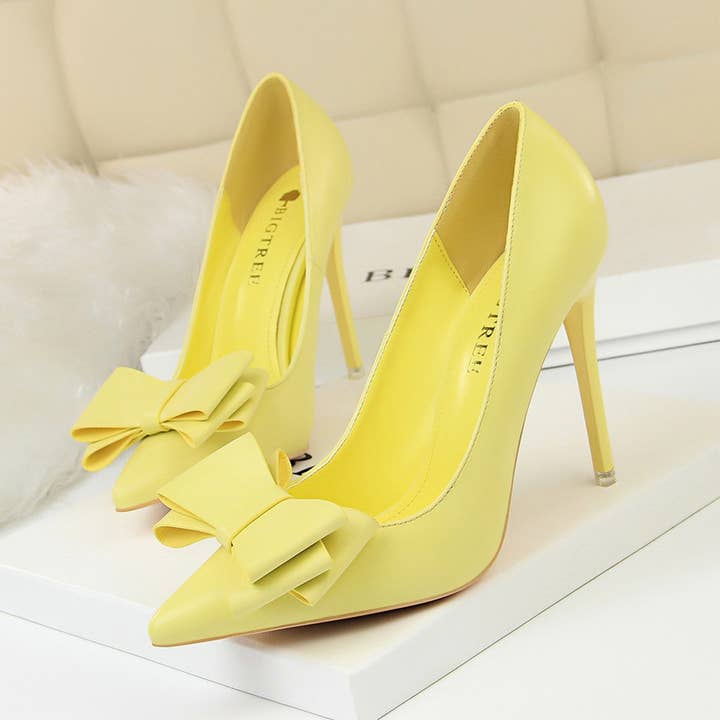 ACCITY - Wholesale High Heels - Women's - SLIM SHALLOW-MOUTH POINTED BOW HIGH HEELS_CWSHH004512