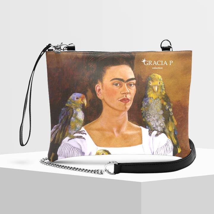 Gracia P Clutch Bag - Made in Italy - Frida with Parrots for wholesale by GLOBALSHOP SRL