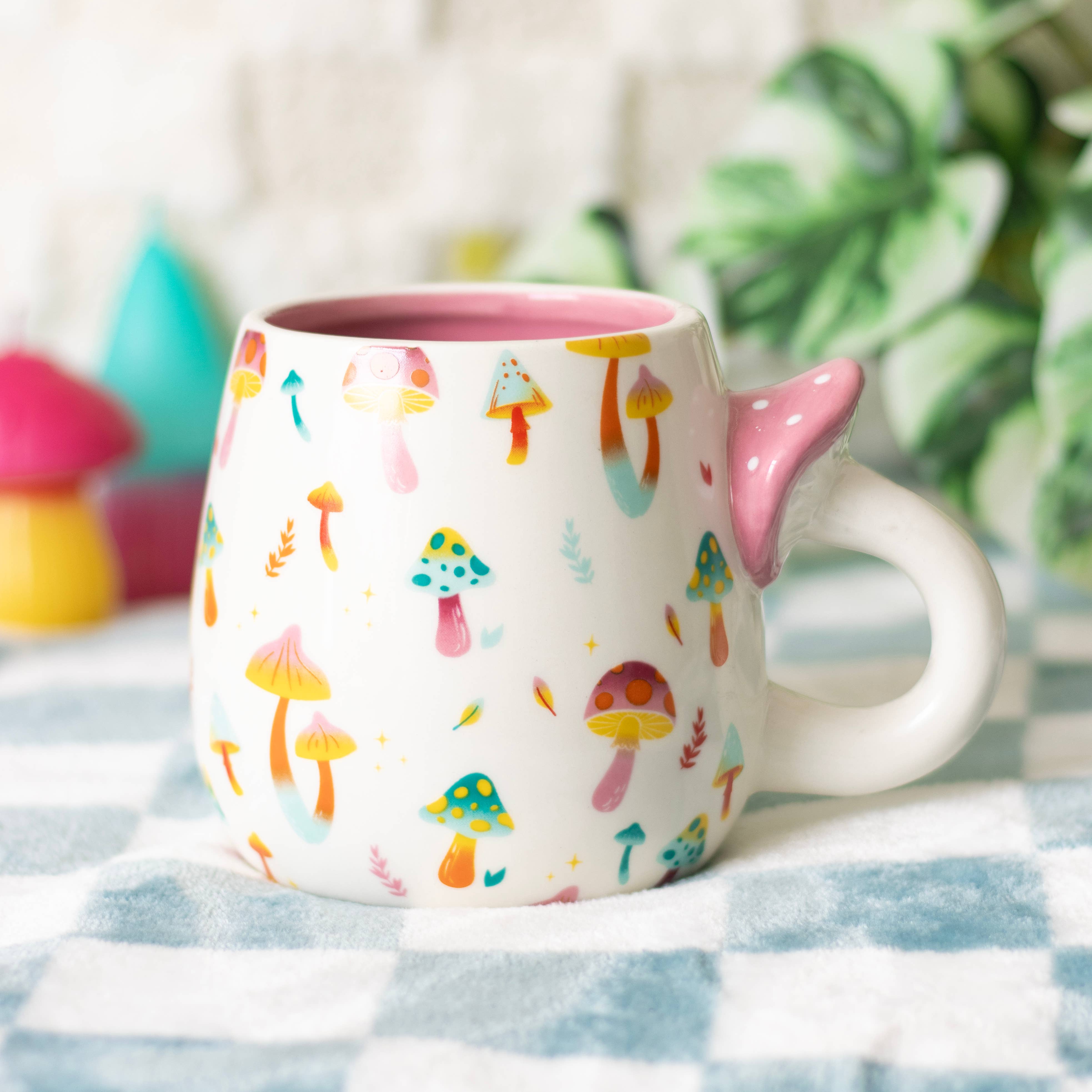 Something Different Wholesale - Wholesale Coffee Mug - Funky Fungi Print Mug with Mushroom Handle