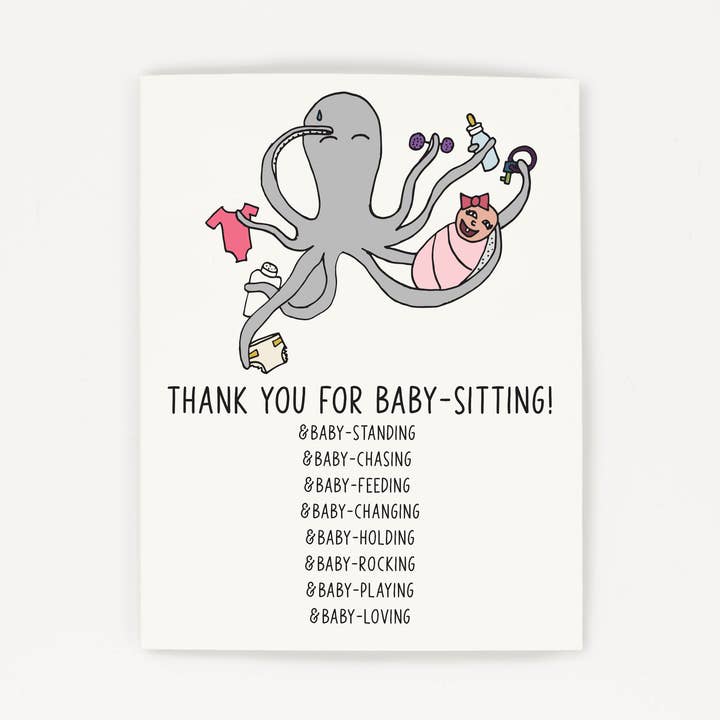 Babysitting | Thank You Greeting Card for Babysitter for wholesale by Grateful Paperie