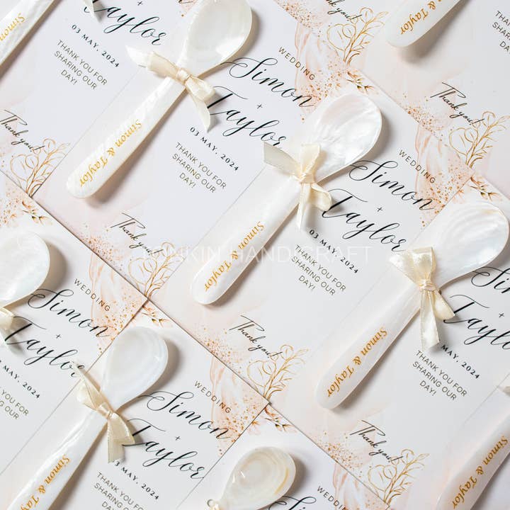 Tonkin Handicraft - Wholesale Kitchen Spoon - Personalized Mother of Pearl Caviar Favor wedding spoon8