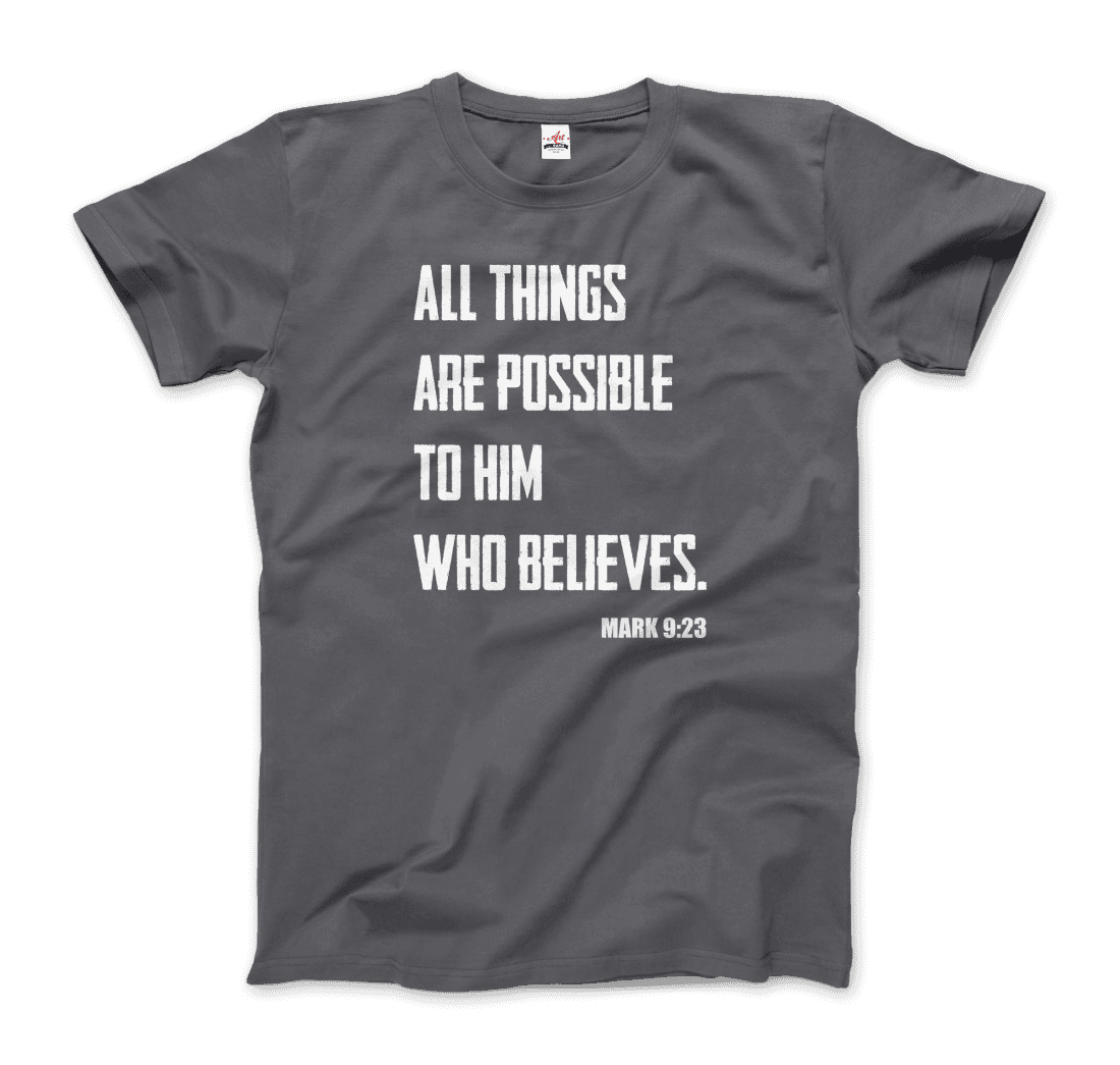Art-O-Rama Shop - Wholesale Screen Printed T-Shirt - Women's - Biblical Quote - Mark 9:23 - All Things Are Possible T-Shirt9