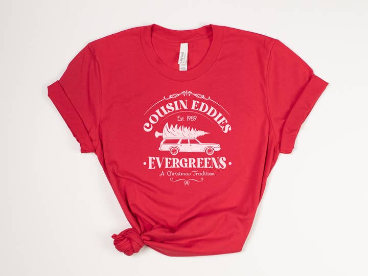 Stiles Tee Co. - Wholesale Screen printed t-shirt – unisex - Christmas T-Shirt – Cousin Eddie’s Evergreens – Vintage Tee2
