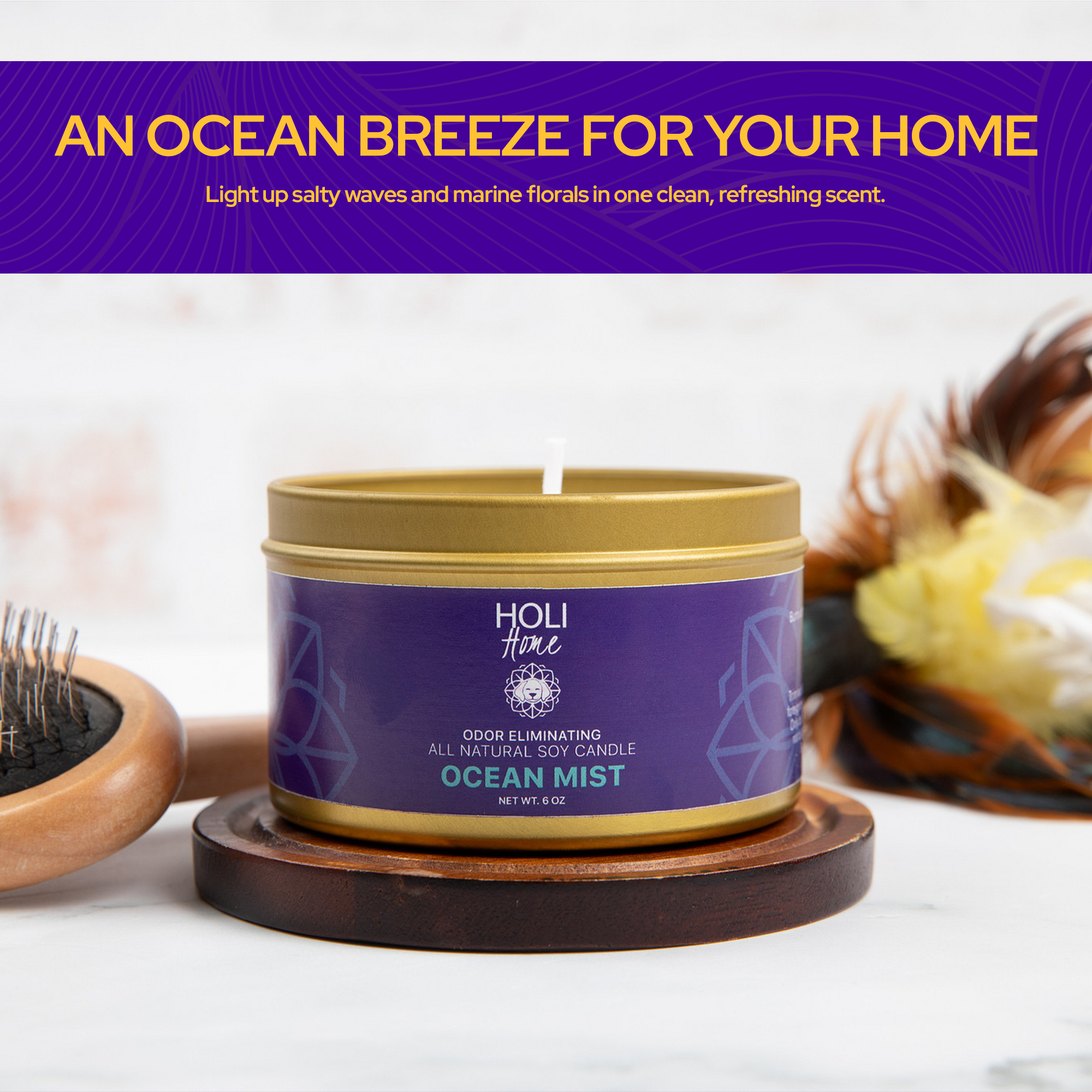 HOLI - Vente Bougie en bocal - HOLI - Bougie en cire de soja 100% naturelle - Éliminateur d'odeurs d'animaux6