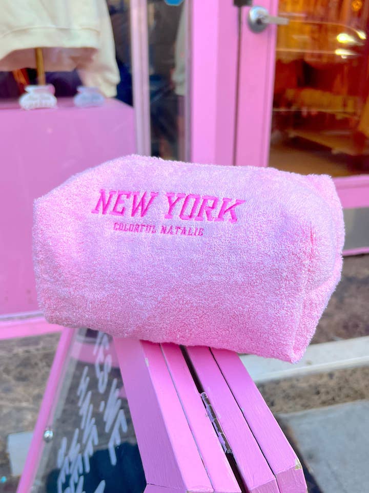 Pink Terry New York Makeup Bag for wholesale by Colorful Natalie