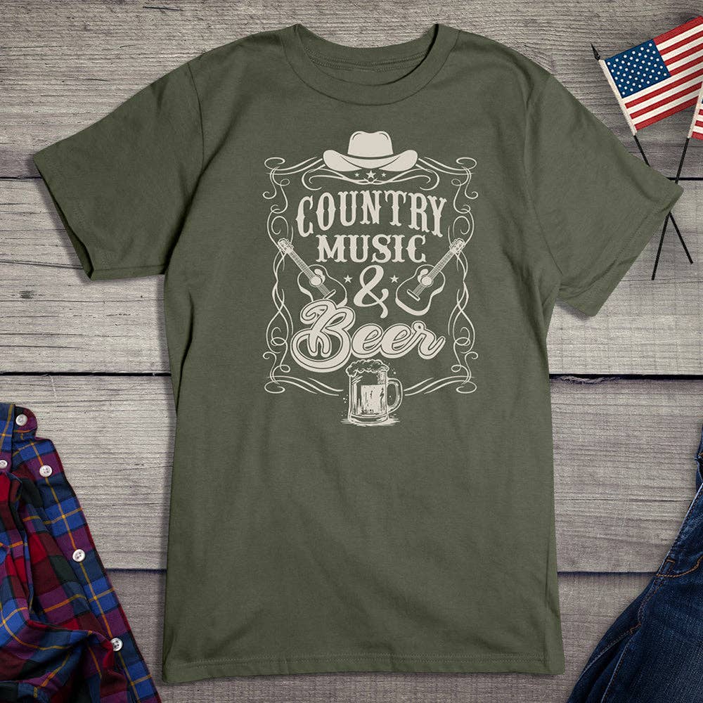 Artopia - Wholesale Screen Printed T-Shirt - Unisex - Country Music And Beer T-Shirt2