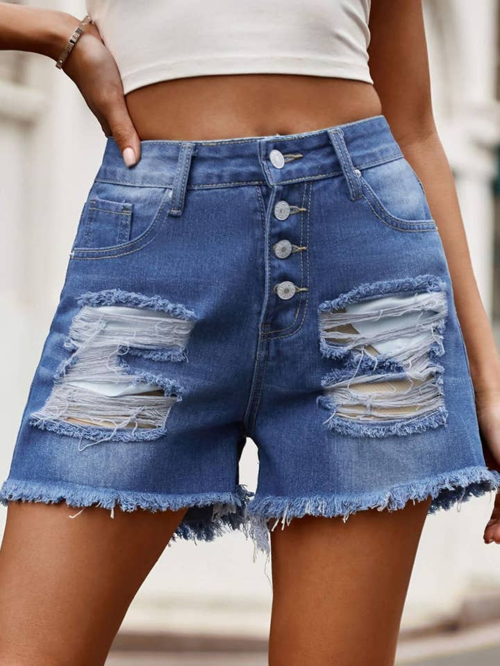 Kustom Kreations Goods - Wholesale Korte broeken - Dames - Spijkershort met rauwe zoom en zakken