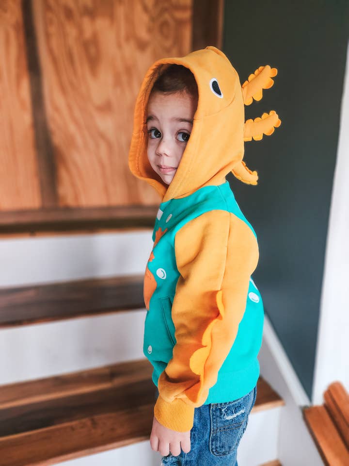 Sudadera con capucha 3D Axolotl para bebés y niños para venta al por mayor de Doodle Pants